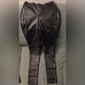 Faux leather straight leg pants